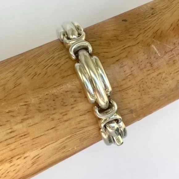 VTG Sterling Silver 925 Signed Bayanihan Modernist Panel Link Bracelet 7.25" 34g - Picture 5 of 16